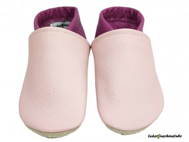 Lederpuschen in rosa-flieder